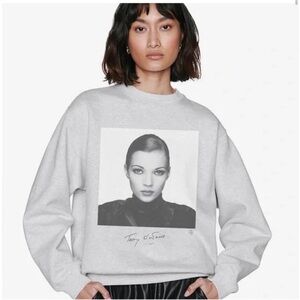 Anine Bing Ramona Graphic Sweatshirt Designer Kate Moss Rare Black Gray Size Xs